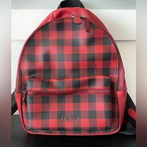 COACH backpack. Black and Red Plaid.